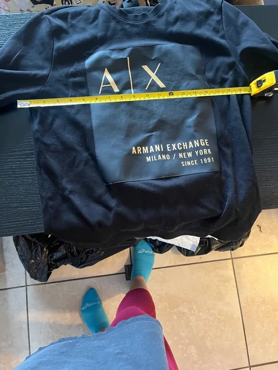 Armani Exchange Black Crewneck with Gold A|X Logo - Picture 4 of 5